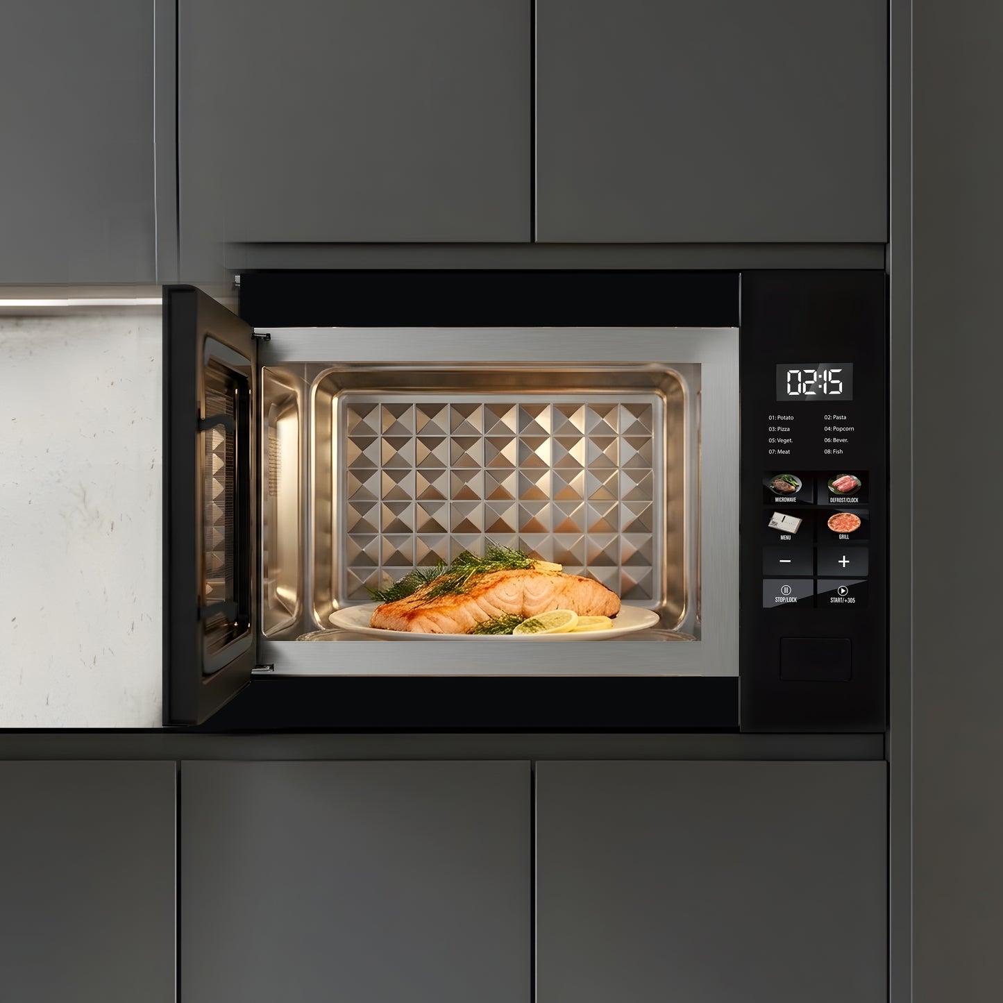KB ELEMENTS 60cm Built-In Microwave - 25L Digital Touch Microwave with Grill Function (ELK25MB1)