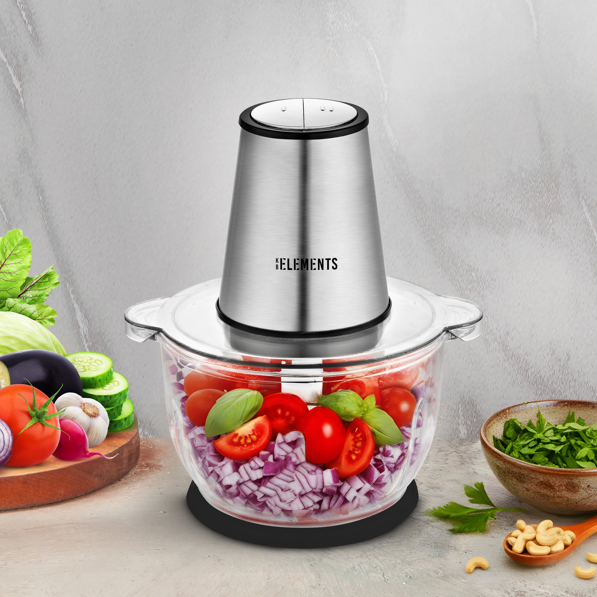 KB ELEMENTS Electric Chopper "ChopChop" – 2L Glass Bowl, 300W Stainless Steel Motor (ELK306FC)