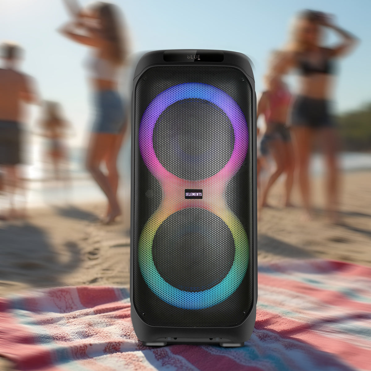 KB ELEMENTS Karaoke Speaker with 2-Wheel Trolley, Dual 12" Subwoofers & Wireless Microphones (EA108KB)