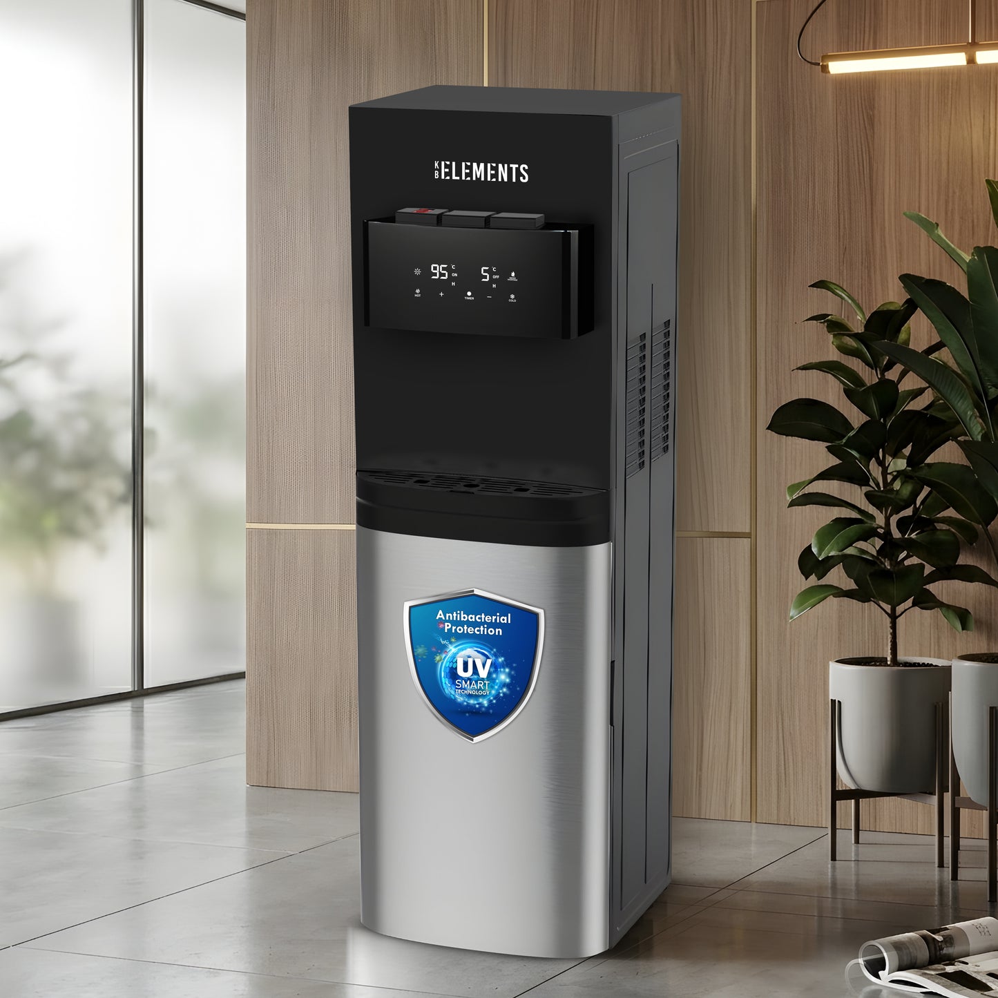 KB ELEMENTS Bottom-Load Water Dispenser with Digital Touch Control – Hot, Cold & Room Water (ELW102D)