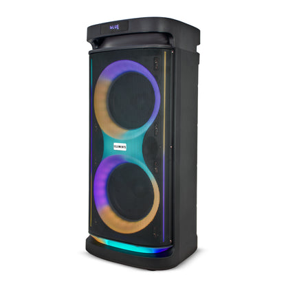 KB ELEMENTS Karaoke Speaker with 2-Wheel Trolley, Dual 8" Subwoofers & Wireless Microphones (EA104KB)