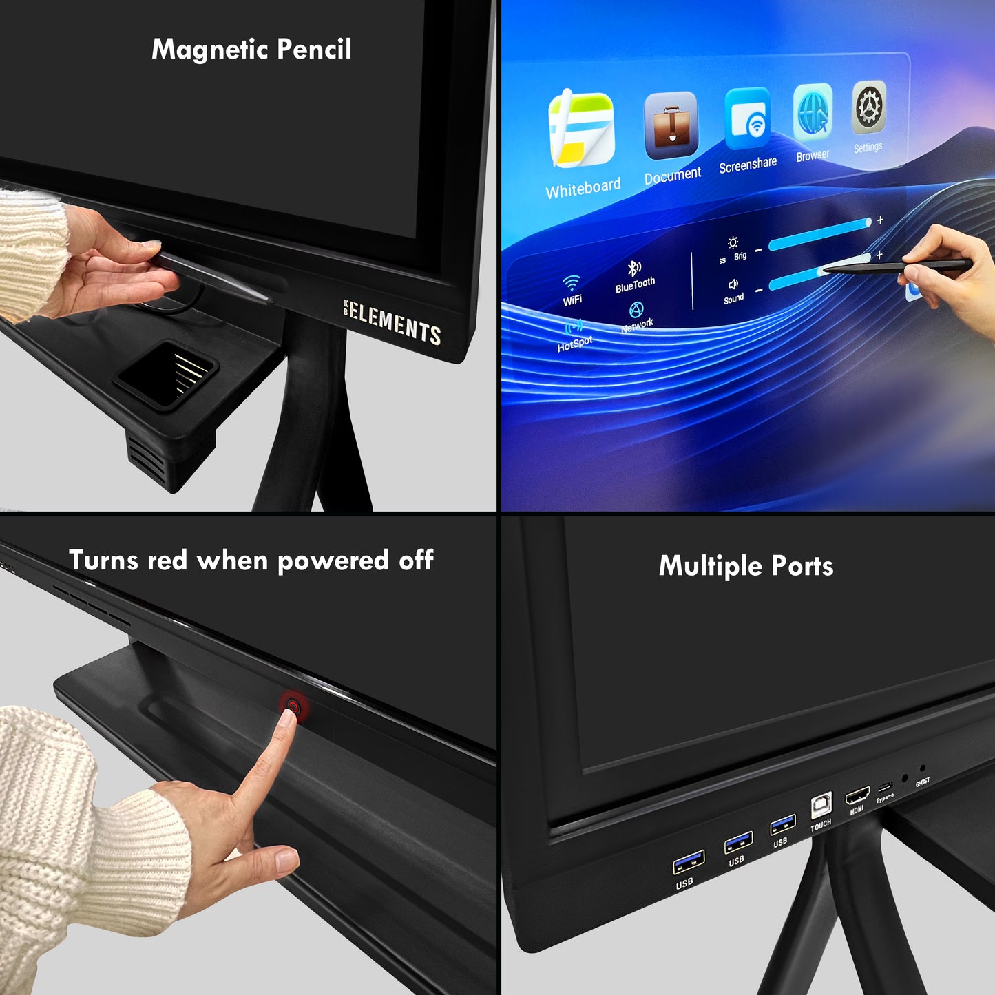 KB ELEMENTS 55" LED UHD 4K Interactive Flat Panel – Touch Smart Display (ELT55P14DE)