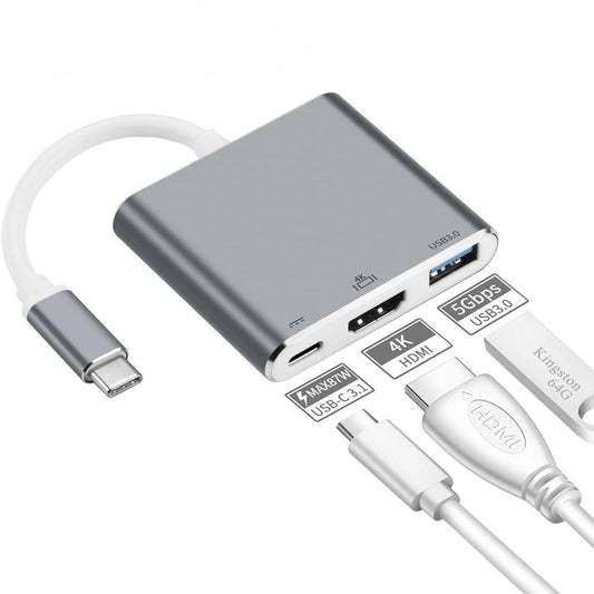 BUEROTIKA 3-in-1 Type-C Converter – HDMI 4K, USB 3.0 & Power Delivery