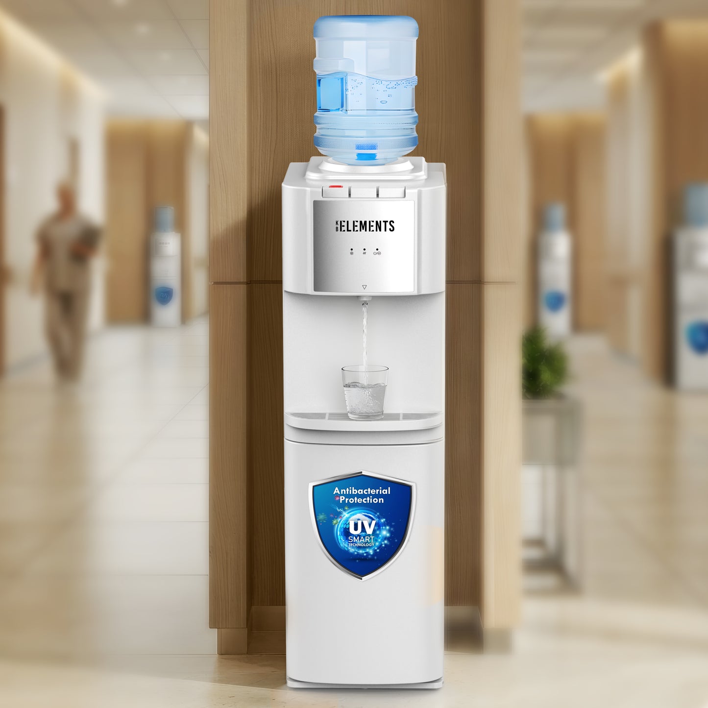 KB ELEMENTS Top-Load Water Dispenser – Hot, Cold & Room Temperature with UV Smart Technology (ELW101D)