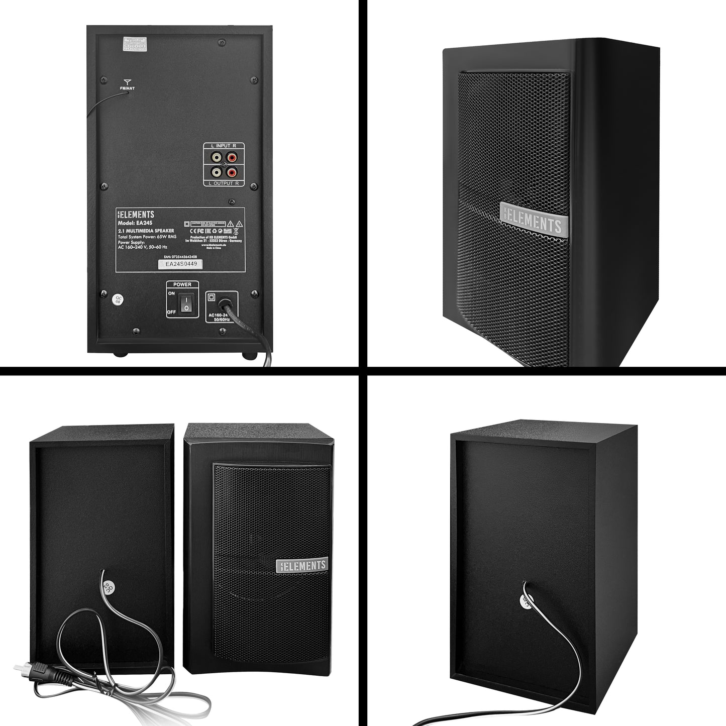 KB ELEMENTS 2.1 Multimedia Speaker System – 65W RMS, Bluetooth, FM Radio (EA24S)