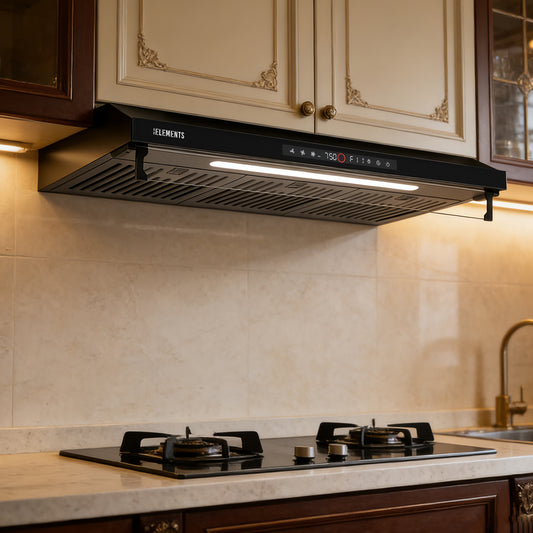 KB ELEMENTS Slim Range Hood 90cm – 650 m³/h Touch & Gesture Control Cooker Hood (ELK156S90B / ELK156S90S)