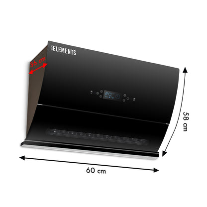 KB ELEMENTS Kitchen Hood 60cm - Curved Glass High Suction Cooker Hood (ELK154C60)