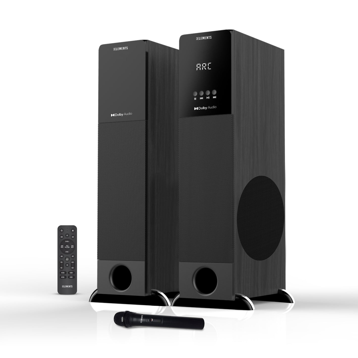 KB ELEMENTS 2.0 Multimedia Speaker System – 250W RMS, Dolby Audio, Wireless Microphone (EA406T)