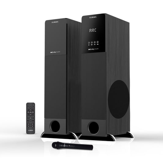 KB ELEMENTS 2.0 Multimedia Speaker System – 250W RMS, Dolby Audio, Wireless Microphone (EA406T)