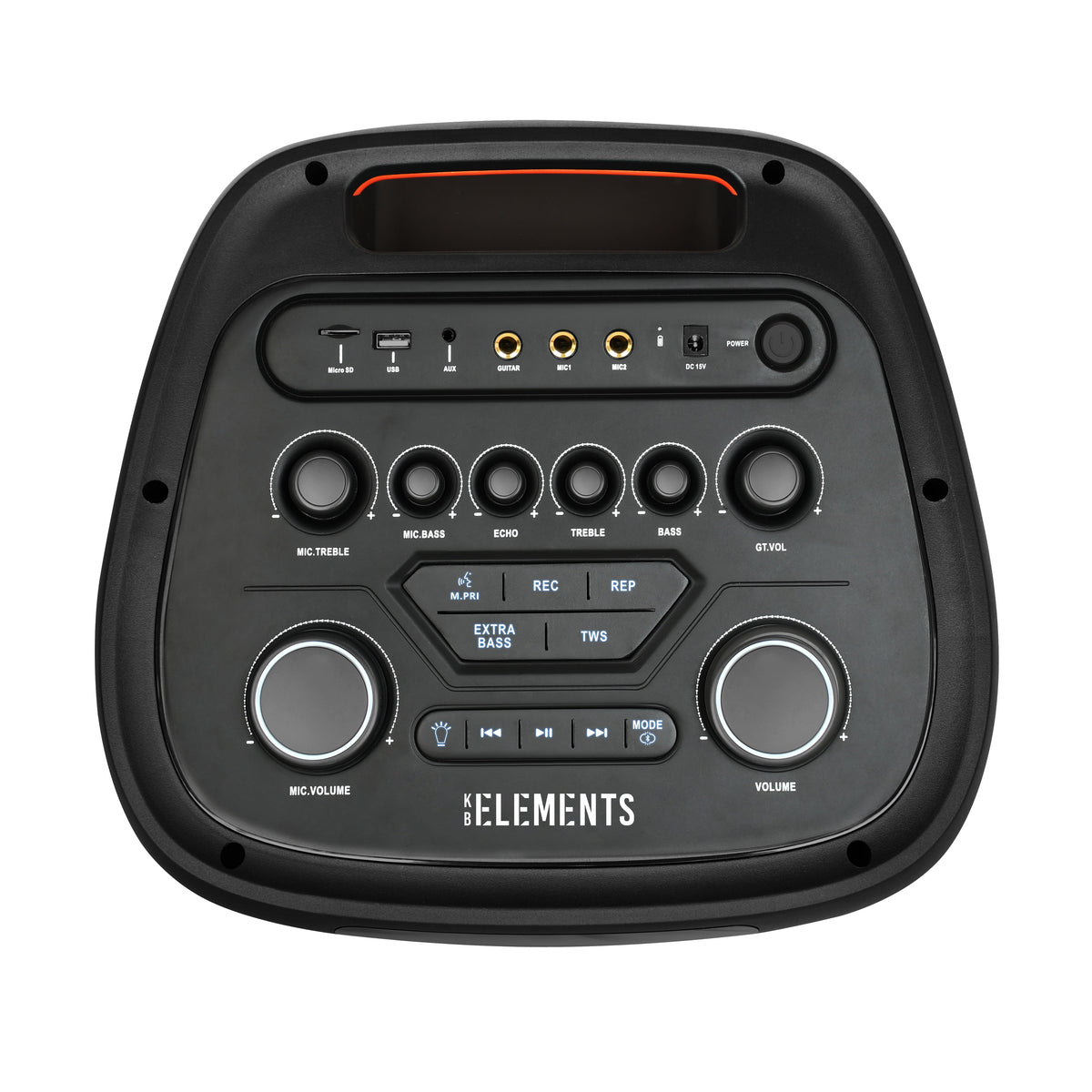 KB ELEMENTS Karaoke Speaker with 2-Wheel Trolley, Dual 12" Subwoofers & Wireless Microphones (EA108KB)