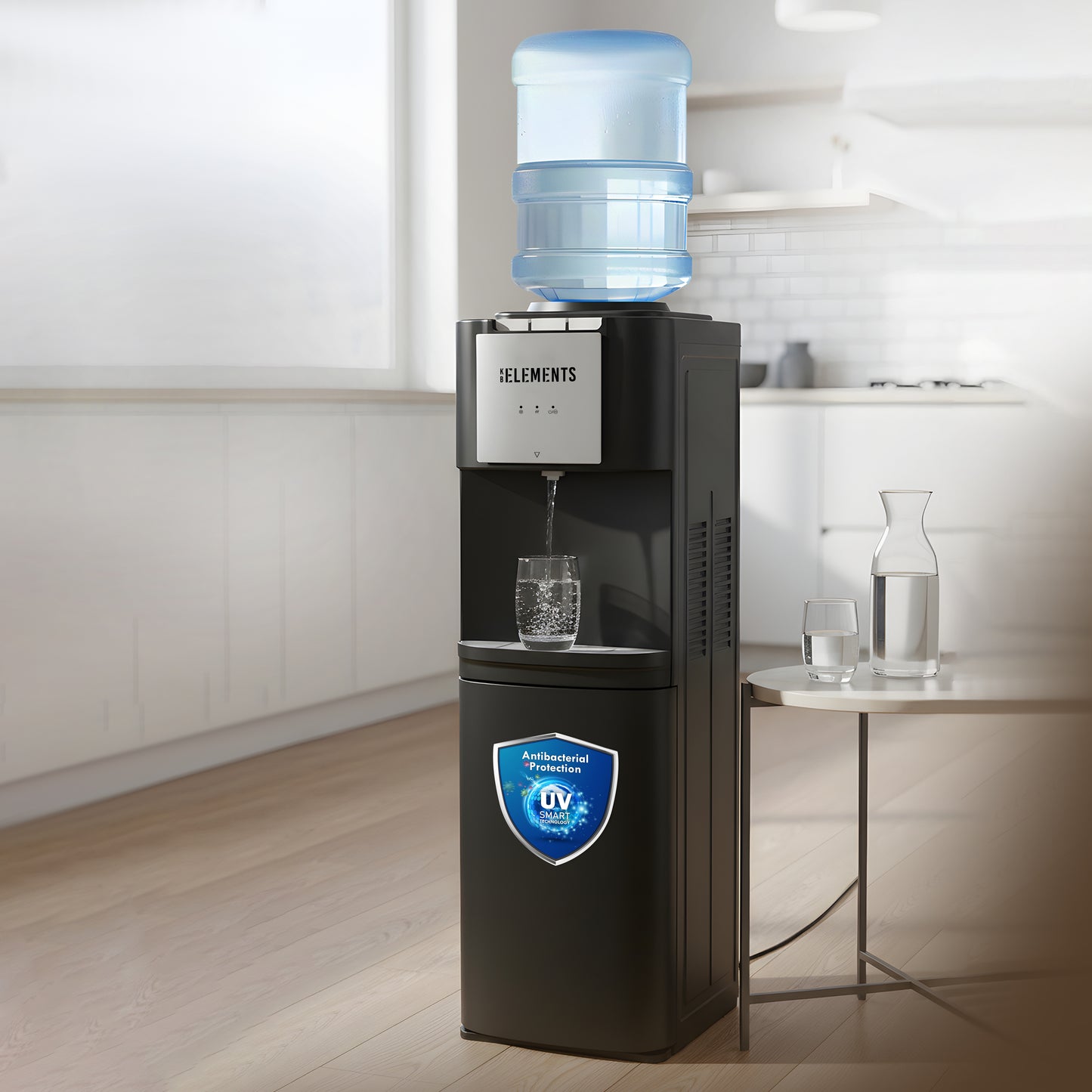 KB ELEMENTS Top-Load Water Dispenser – Hot, Cold & Room Temperature with UV Smart Technology (ELW101D)