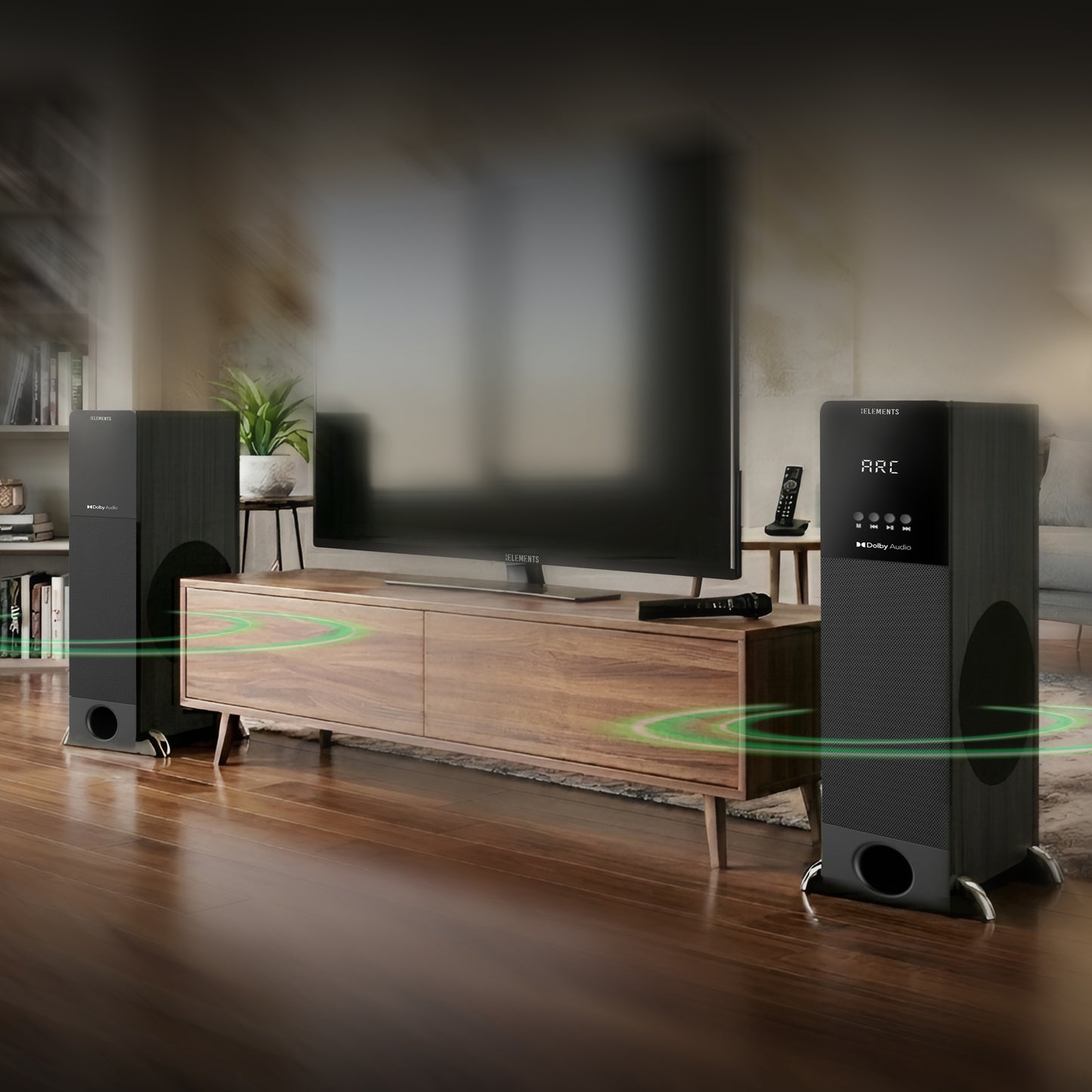 KB ELEMENTS 2.0 Multimedia Speaker System – 250W RMS, Dolby Audio, Wireless Microphone (EA406T)