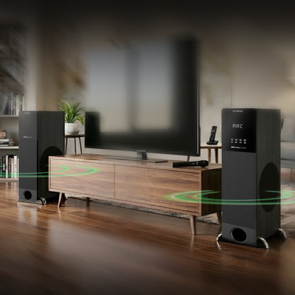 KB ELEMENTS 2.0 Multimedia Speaker System – 250W RMS, Dolby Audio, Wireless Microphone (EA406T)