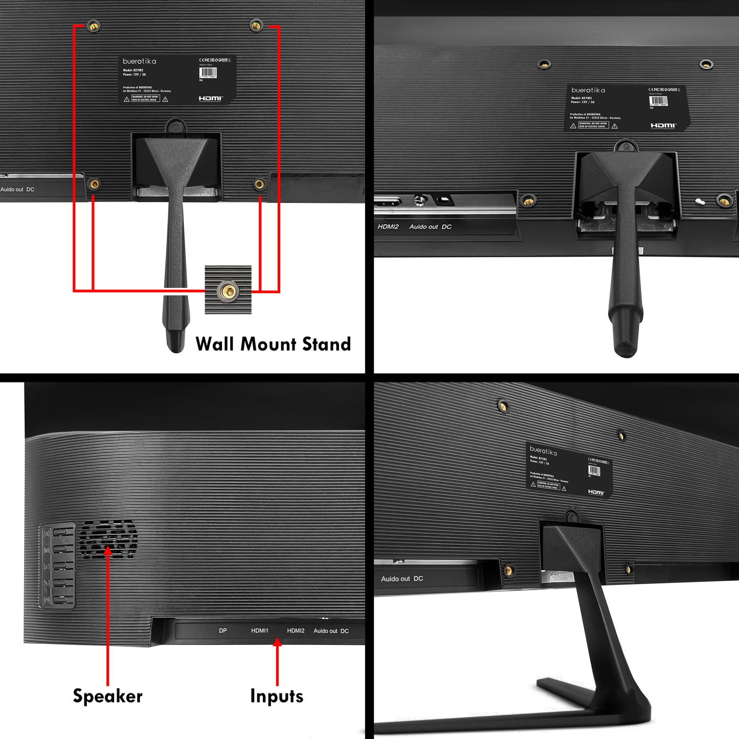 BUEROTIKA B27M2 27" IPS Full HD Monitor – 165Hz, 3ms, DP, Dual HDMI, Speakers