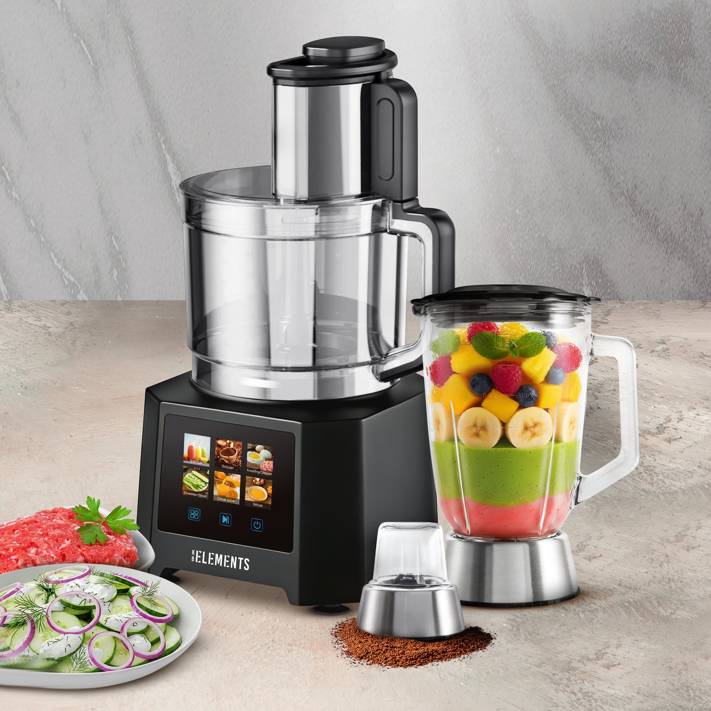 KB ELEMENTS 3L Multifunction Food Processor "WonderChef" –  1000W (ELK305FP-B)