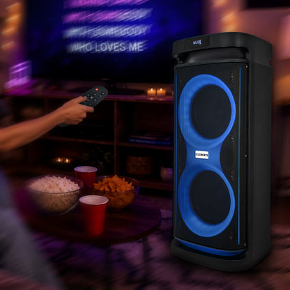 KB ELEMENTS Karaoke Speaker with 2-Wheel Trolley, Dual 10" Subwoofers & Wireless Microphones (EA105KB)