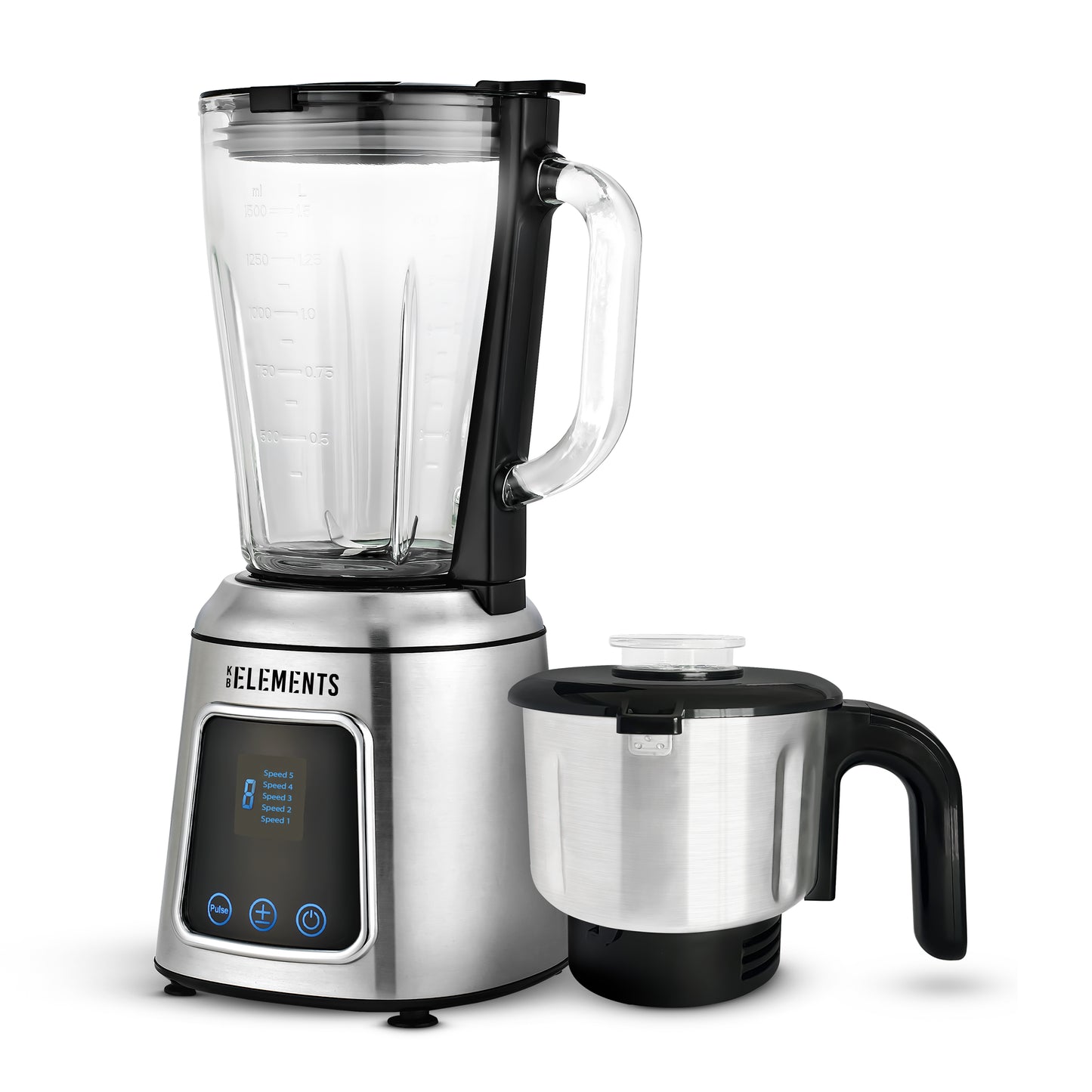 KB ELEMENTS 2-in-1 Electric Blender "Blendora" – Glass & Stainless Steel, 600W (ELK303G)