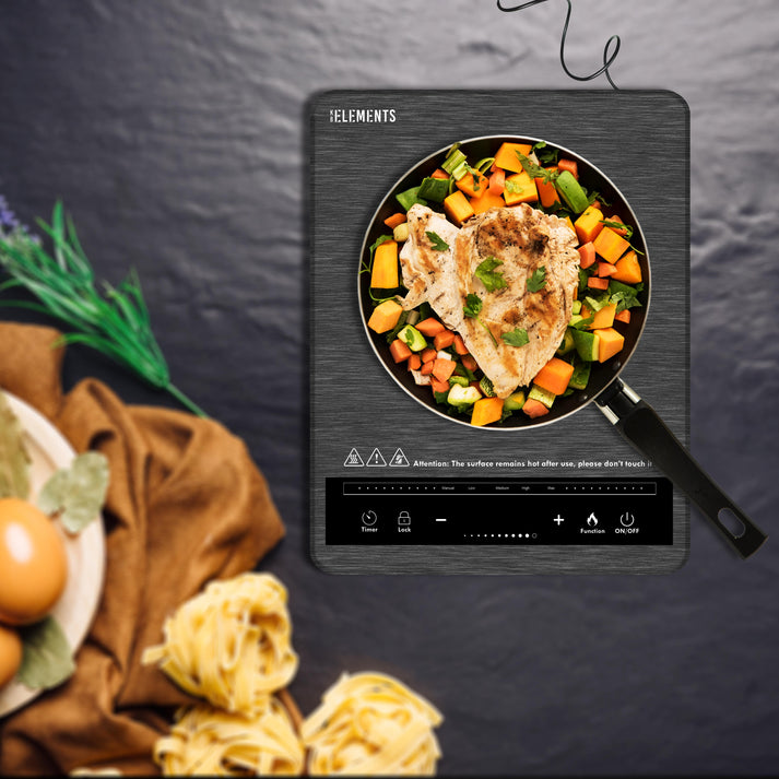 KB ELEMENTS 2000W Induction Cooker – Grey Crystal Glass Touch Control ...