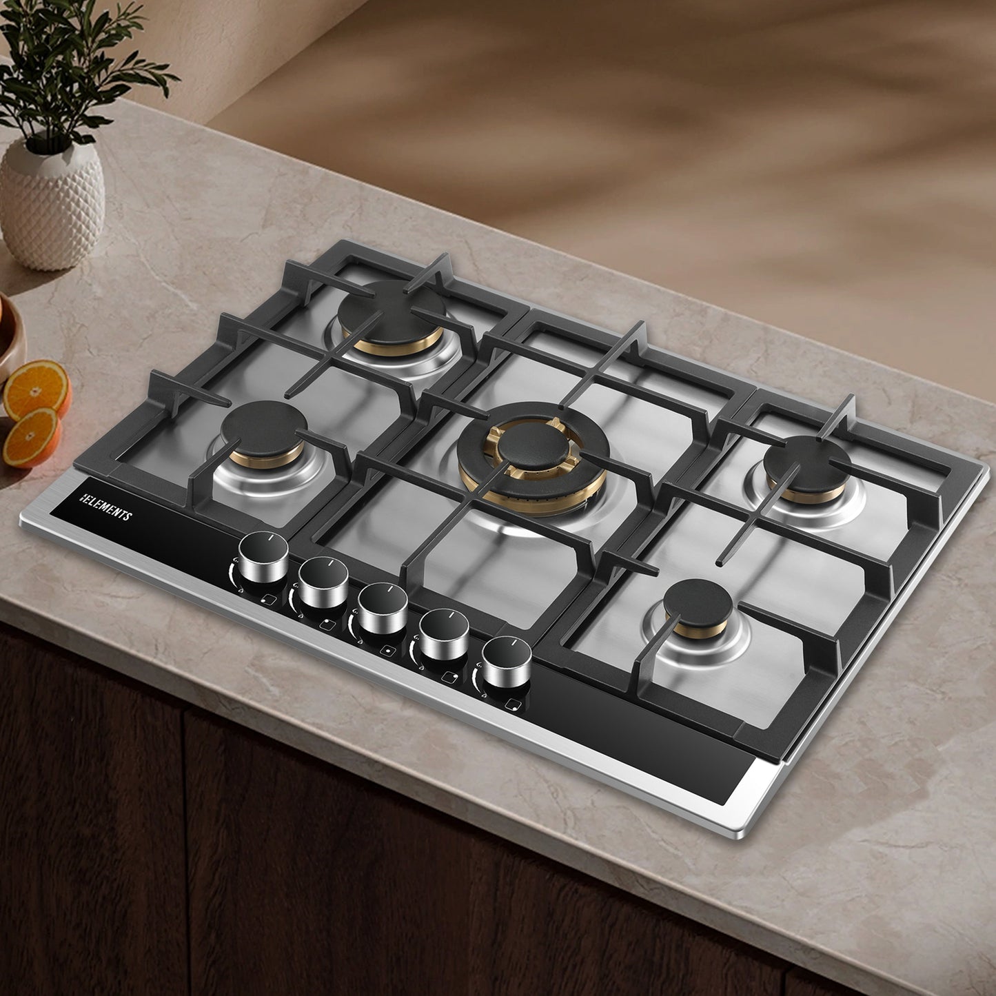 KB ELEMENTS Built-In Gas Cooktop 68cm – 5 SABAF® Burners with Flame Failure Safety Device (ELK70GH1-S)