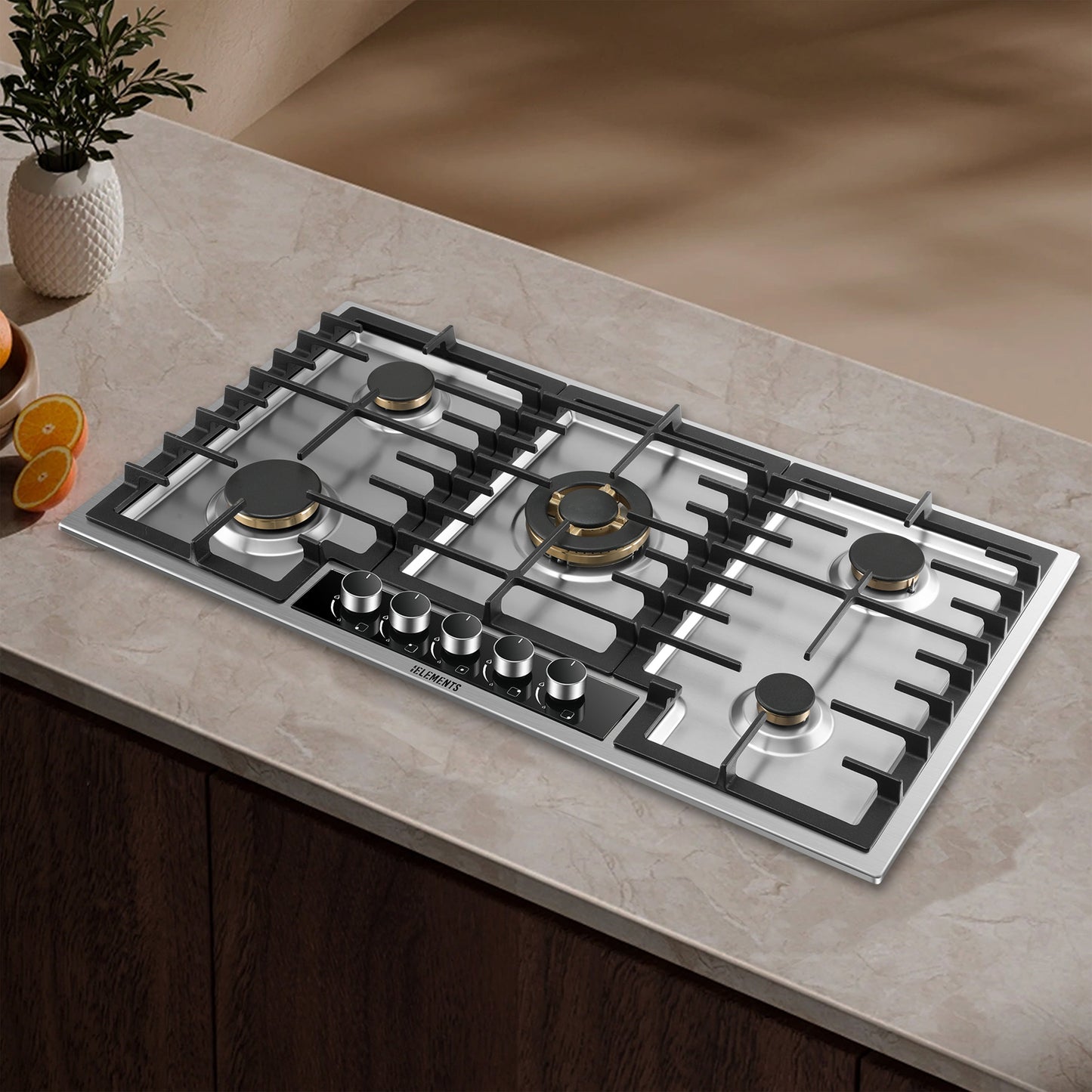 KB ELEMENTS Built-In Gas Cooktop 90cm – 5 SABAF® Burners with Flame Failure Safety Device (ELK90GH1-S)