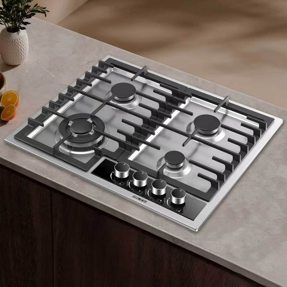 KB ELEMENTS Built-In Gas Cooktop 62cm – 4 SABAF® Burners with Flame Failure Safety Device (ELK60GH2-S)
