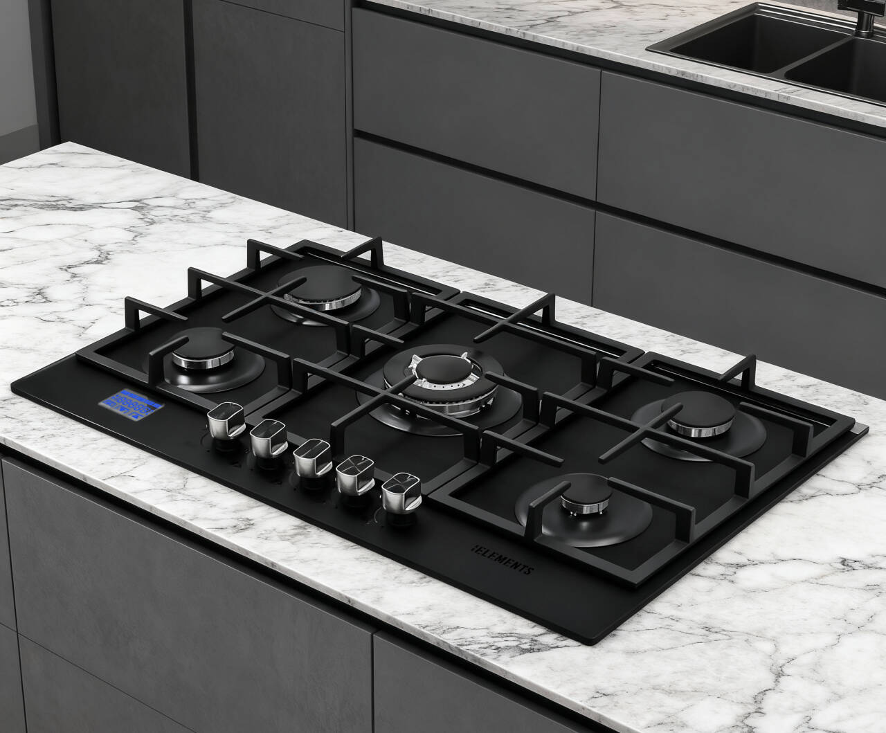 KB ELEMENTS Built-In Gas Cooktop 76cm – 5 Burners with Digital Touch & Safety System (ELK76GH1)