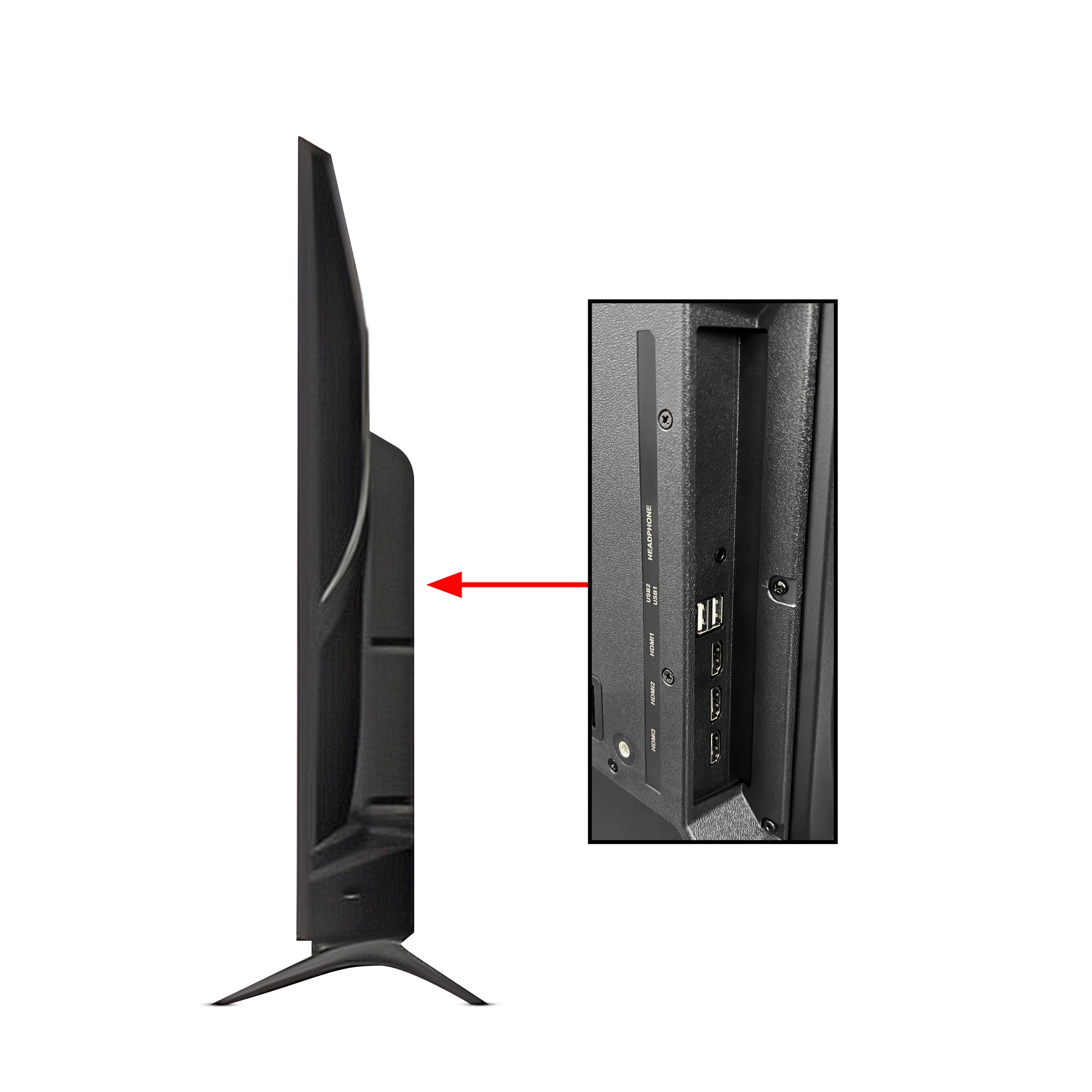 KB ELEMENTS 43-inch QLED Ultra HD Smart TV ELT43WQ8DE displaying the WebOS operating system with various app icons on a white background details1