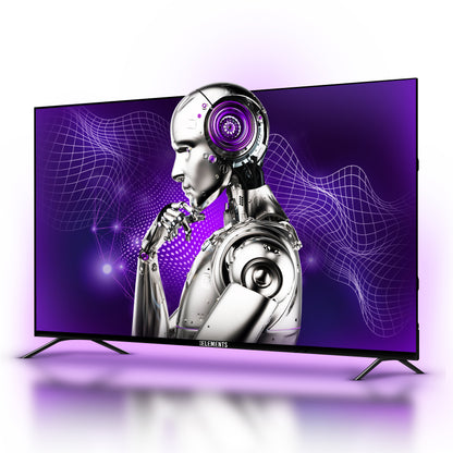 KB ELEMENTS 75-inch QLED Ultra HD Smart TV ELT75WQ8DE displaying the WebOS operating system with various app icons on a white background