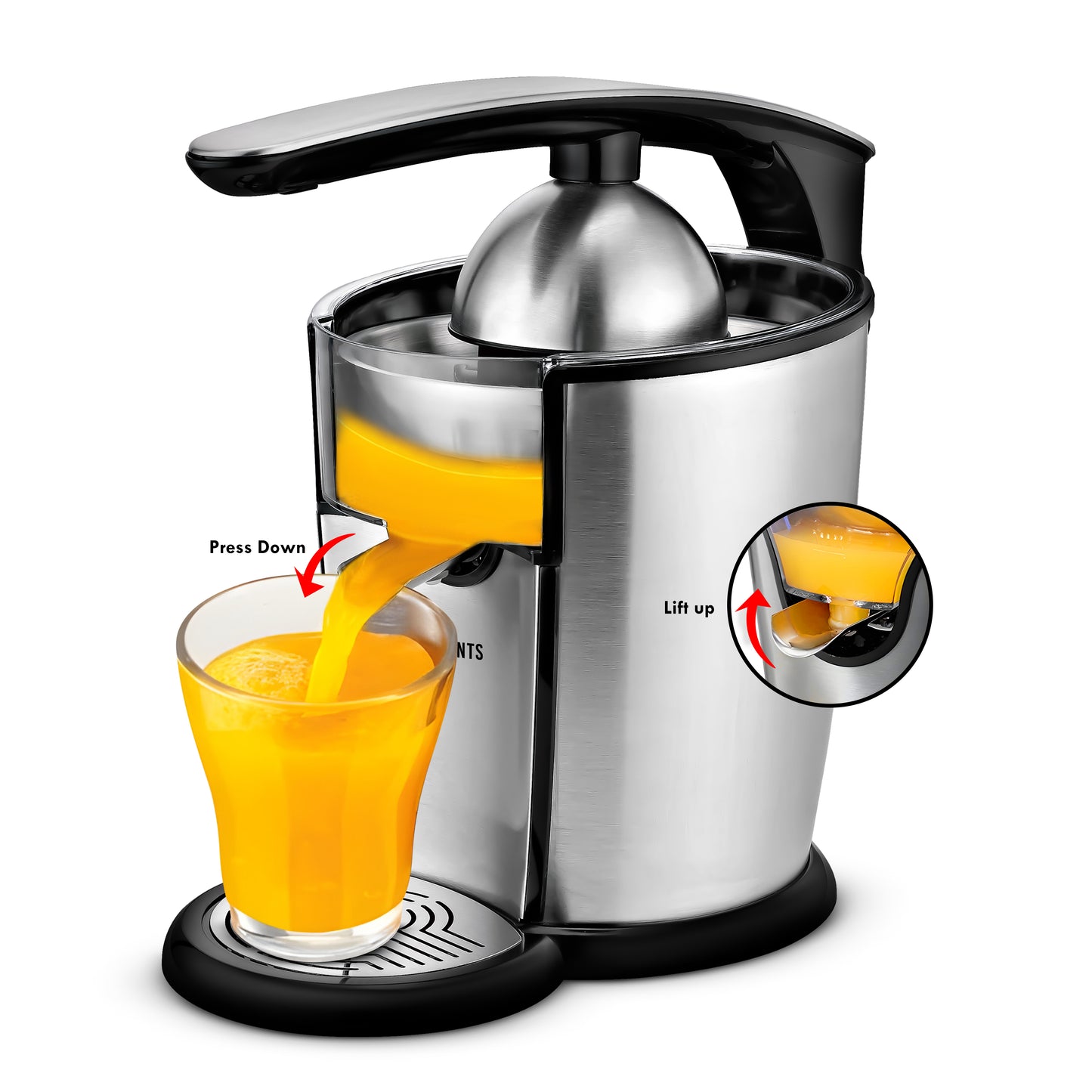KB ELEMENTS “Squeezy” Electric Citrus Juicer 300W – Stainless Steel, Easy Press (ELK301J)