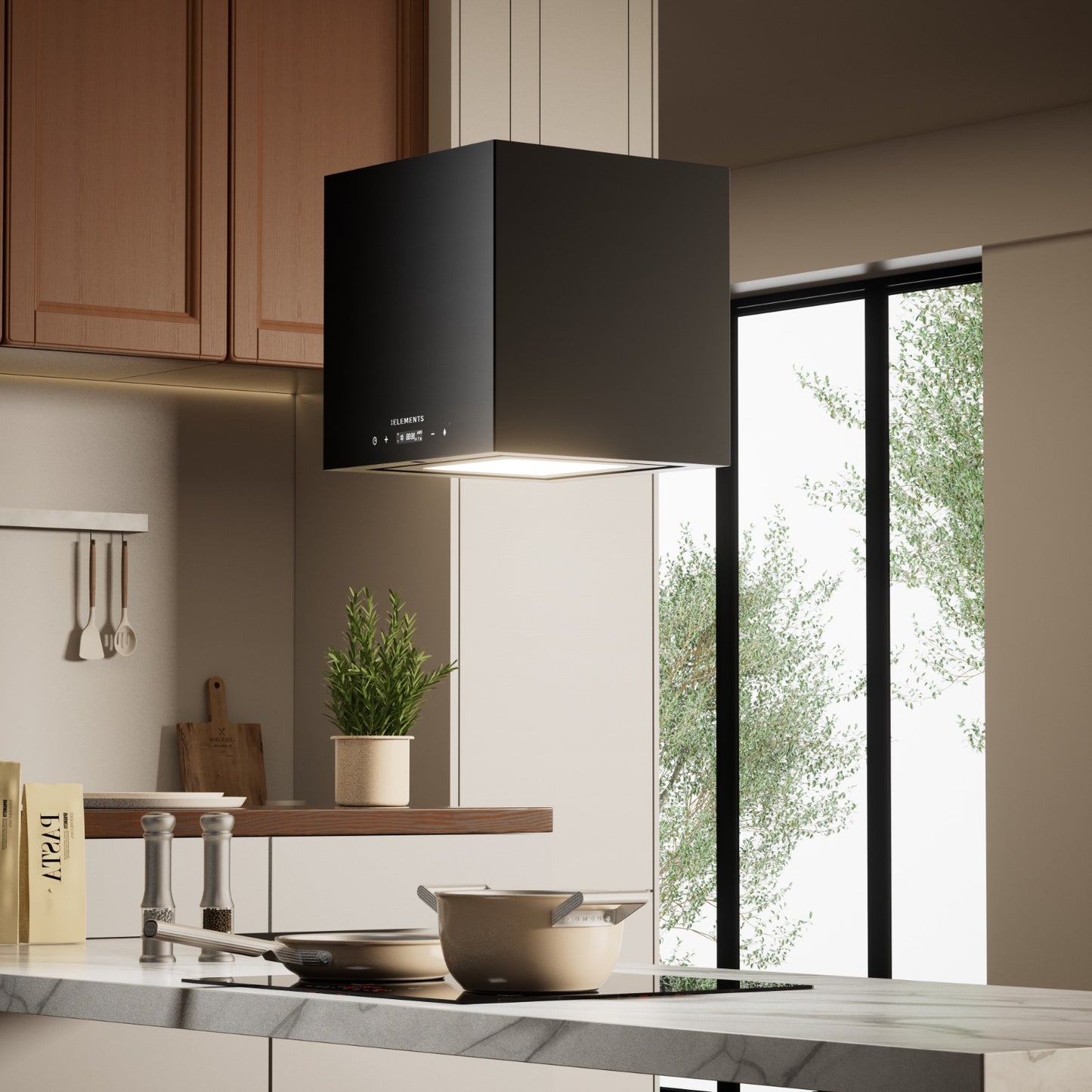 KB ELEMENTS Premium Island Kitchen Hood – 1000 m³/h Brushless Cooker Hood with Remote Control (ELK26BS1)