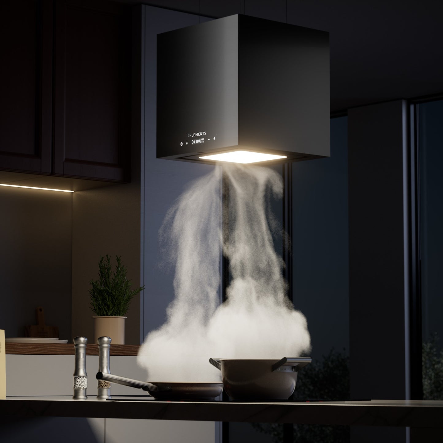 KB ELEMENTS Premium Island Kitchen Hood – 1000 m³/h Brushless Cooker Hood with Remote Control (ELK26BS1)