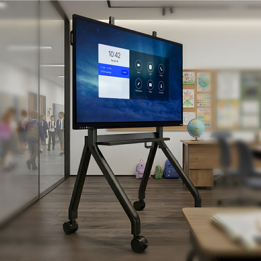 FD-R10 Heavy-Duty Mobile TV & Interactive Display Trolley Stand (42"–86") – Adjustable Height, Steel