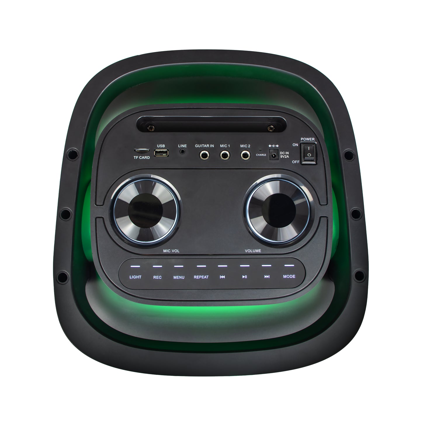 KB ELEMENTS Karaoke Speaker with 2-Wheel Trolley, Dual 8" Subwoofers & Wireless Microphones (EA104KB)