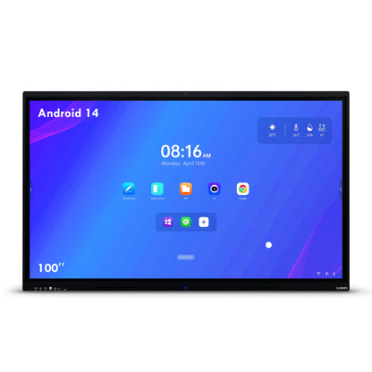 KB ELEMENTS 100" LED UHD 4K Interactive Flat Panel – Android 14, 40+ Point Touch & Fingerprint Recognition (ELT100P14DE)