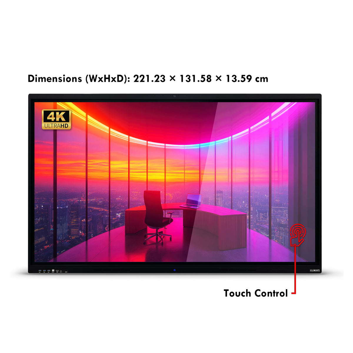 KB ELEMENTS 100" LED UHD 4K Interactive Flat Panel – Android 14, 40+ Point Touch & Fingerprint Recognition (ELT100P14DE)