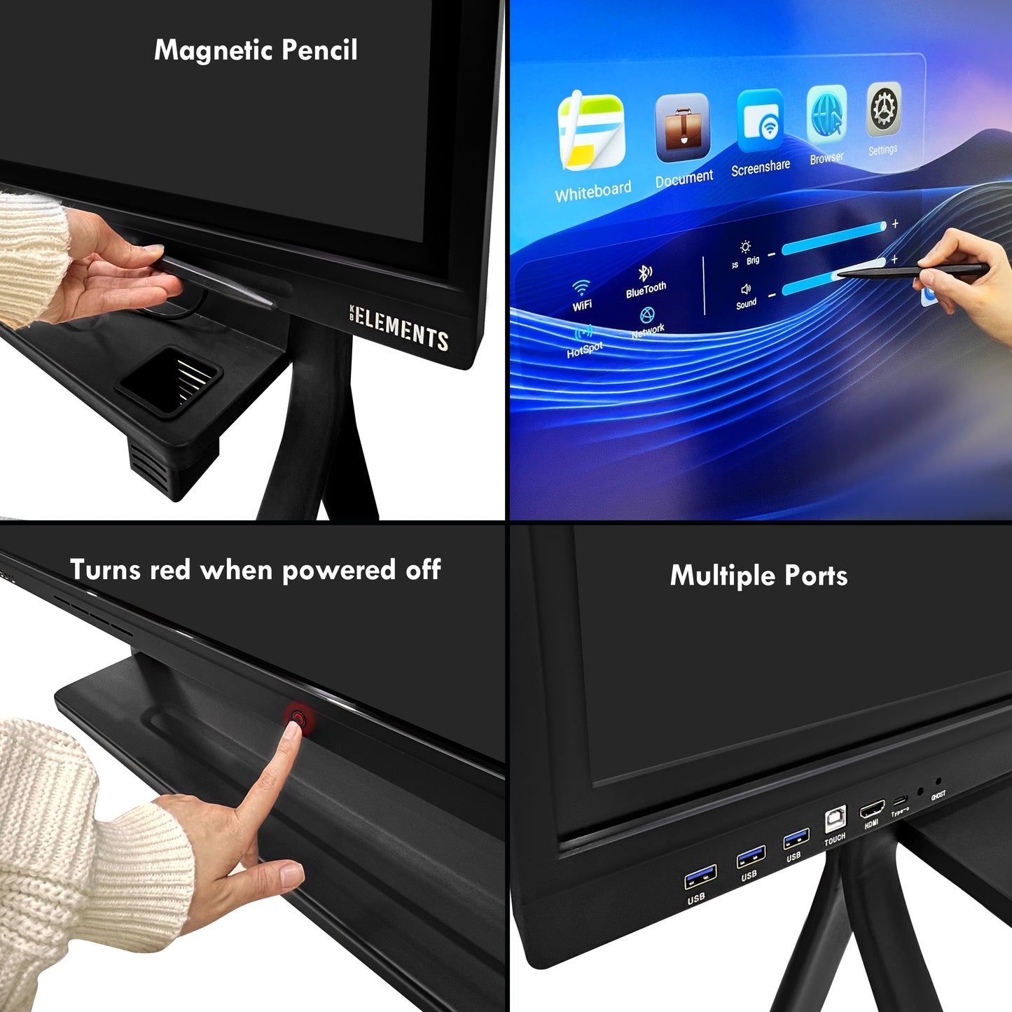 KB ELEMENTS 75" LED UHD 4K Interactive Flat Panel – Touch Smart Display (ELT75P14DE)