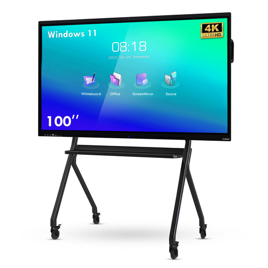 KB ELEMENTS 100" LED UHD 4K Interactive Flat Panel – Android 14, 40+ Point Touch & Fingerprint Recognition (ELT100P14DE)